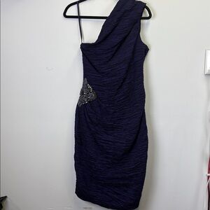 Eliza J One-Shoulder Cocktail dress in deep Purple with rhinestones/ Size 8